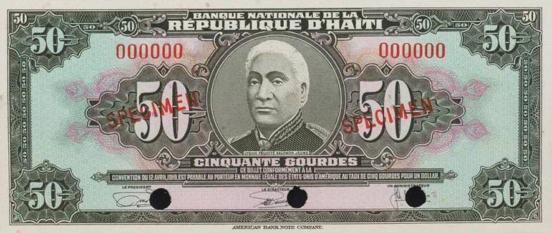 Front of Haiti p204s: 50 Gourdes from 1970