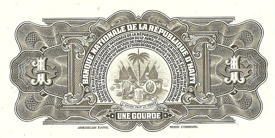 Back of Haiti p210a: 1 Gourde from 1973