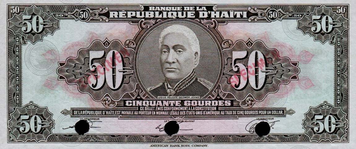 Front of Haiti p235As: 50 Gourdes from 1980