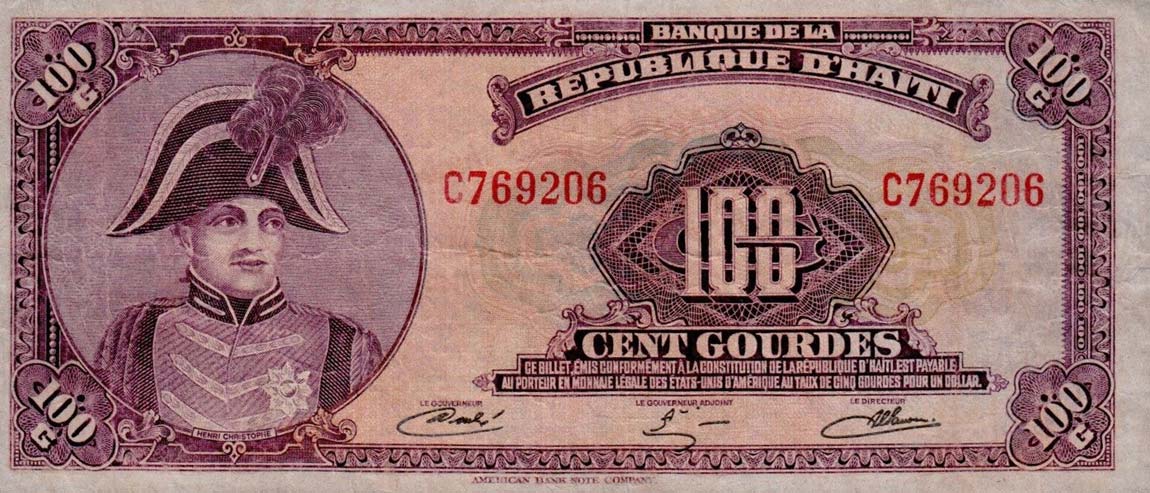 Front of Haiti p236A: 100 Gourdes from 1979