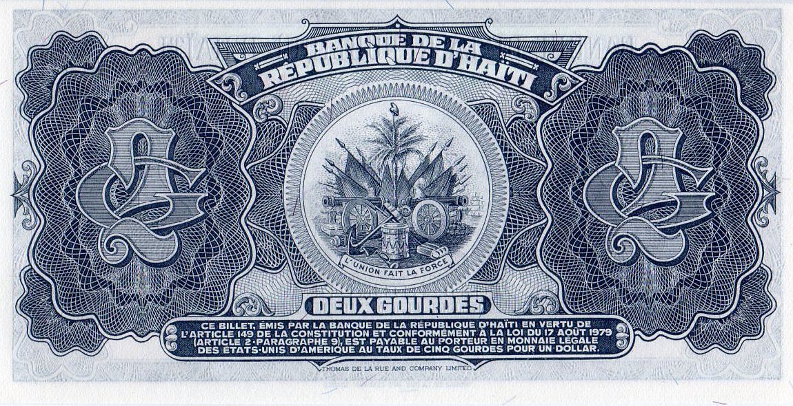 Back of Haiti p245Aa: 2 Gourdes from 1979