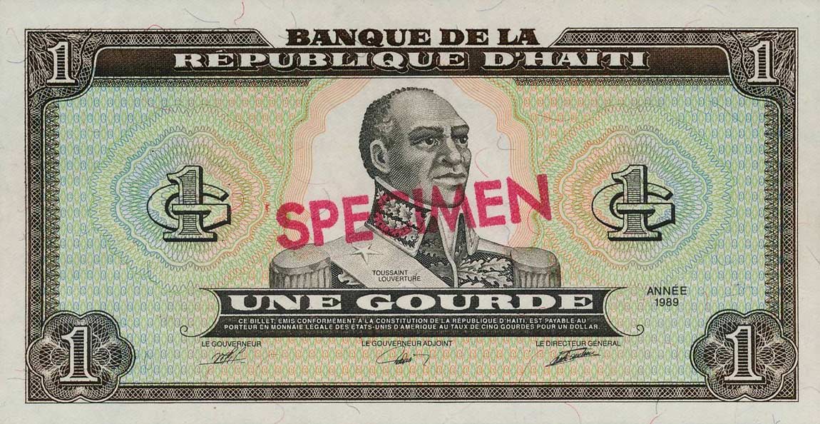 Front of Haiti p253s: 1 Gourde from 1989