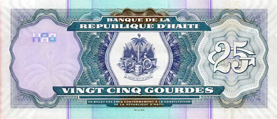 Back of Haiti p266d: 25 Gourdes from 2009