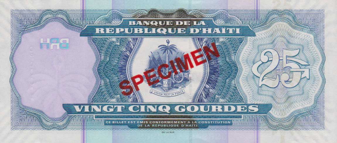 Back of Haiti p266s: 25 Gourdes from 2000