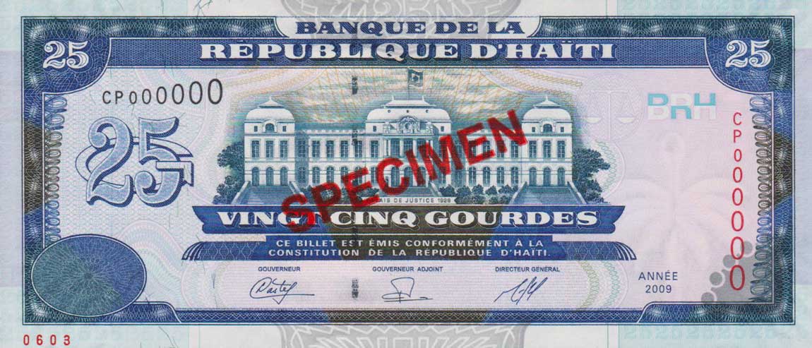 Front of Haiti p266s: 25 Gourdes from 2000