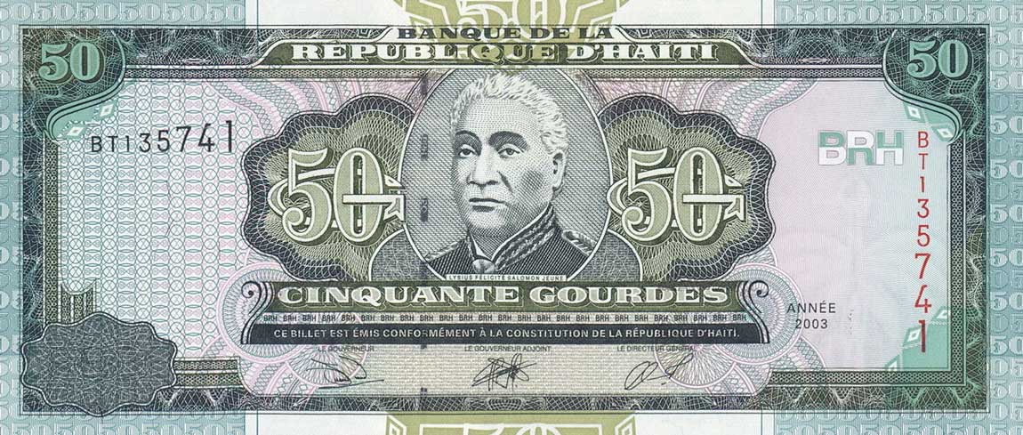 Front of Haiti p267b: 50 Gourdes from 2003