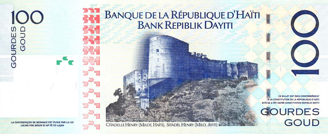 Back of Haiti p275b: 100 Gourdes from 2008