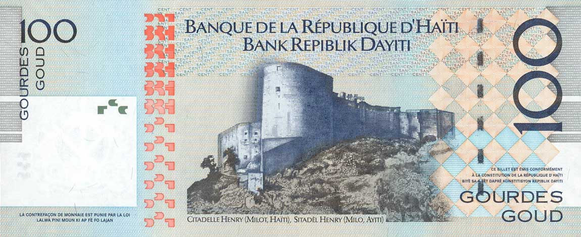 Back of Haiti p275c: 100 Gourdes from 2010