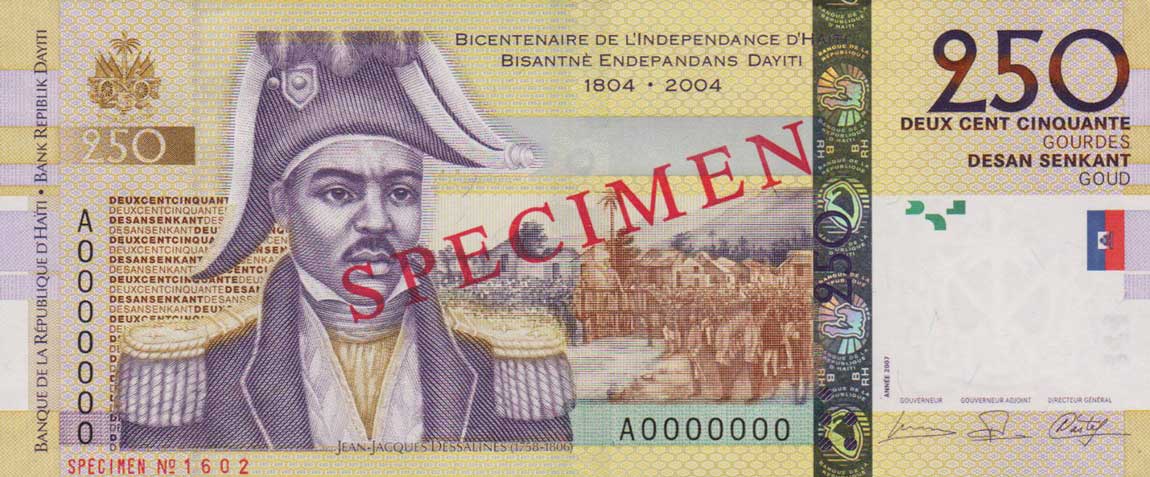 Front of Haiti p276s: 250 Gourdes from 2004