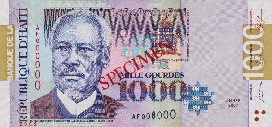 Front of Haiti p278s3: 1000 Gourdes from 2000