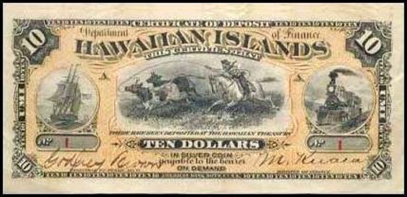 Front of Hawaii p1a: 10 Dollars from 1880
