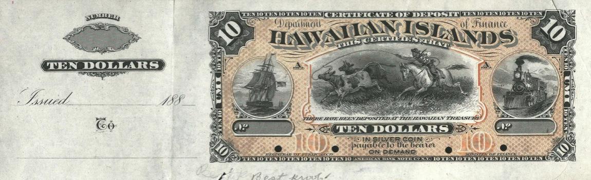 Front of Hawaii p1p: 10 Dollars from 1880
