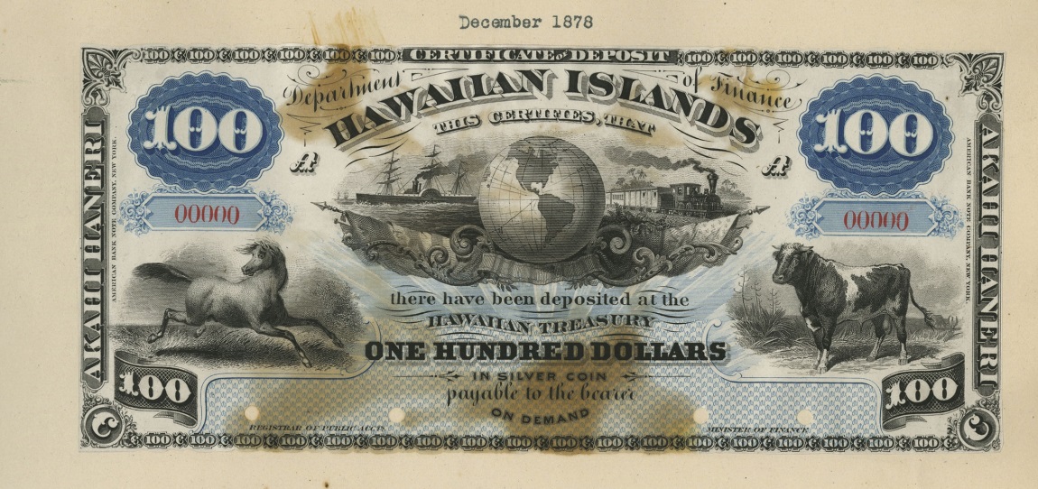 Front of Hawaii p4p: 100 Dollars from 1879