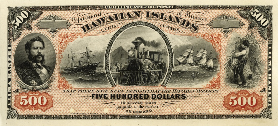 Front of Hawaii p5: 500 Dollars from 1879
