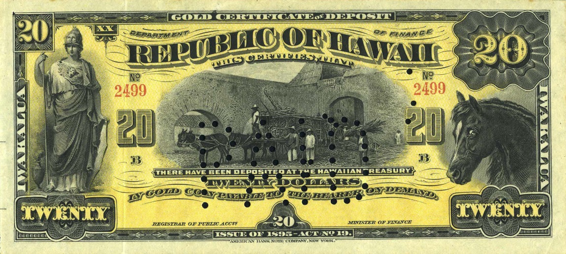 Front of Hawaii p8b: 20 Dollars from 1895