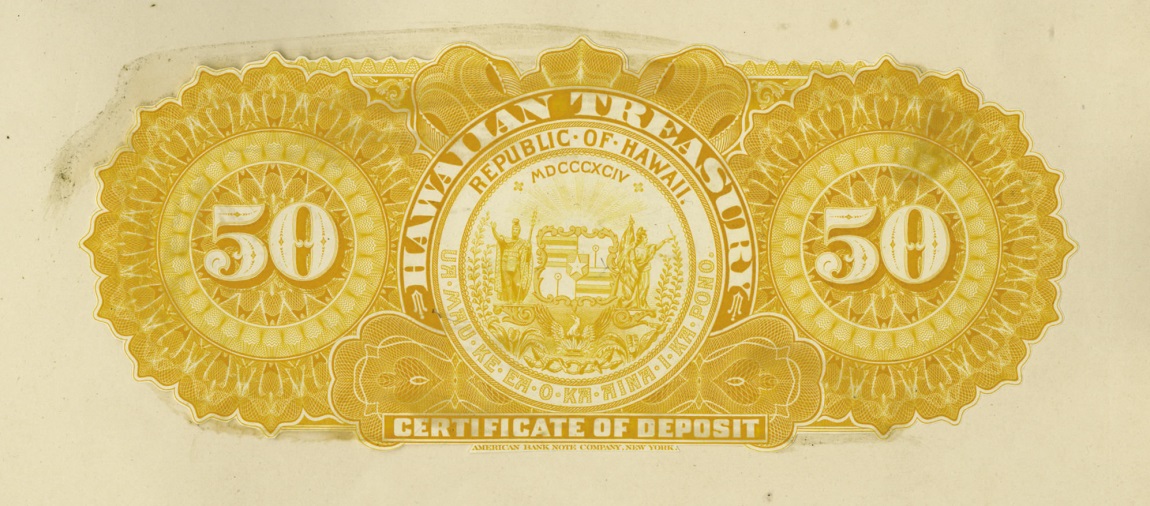 Back of Hawaii p9p: 50 Dollars from 1895
