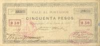 p12 from Honduras: 50 Pesos from 1889