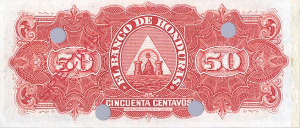 Back of Honduras p28: 50 Centavos from 1922