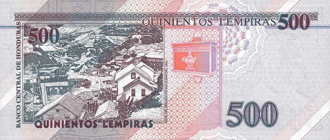 Back of Honduras p78b: 500 Lempiras from 1998
