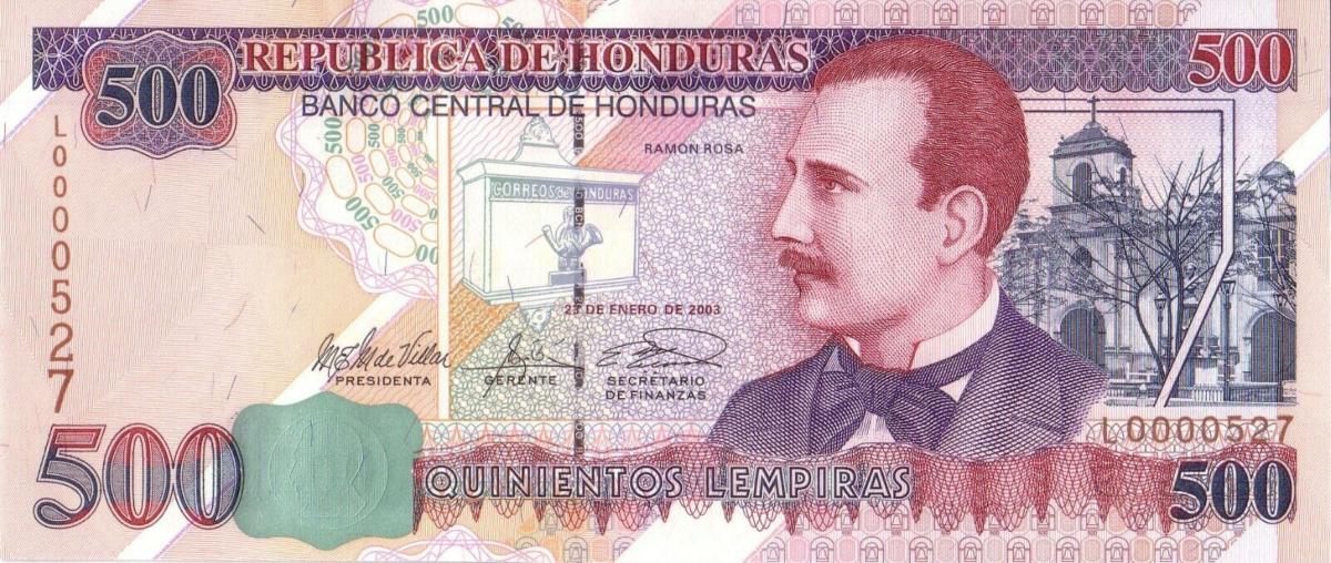 Front of Honduras p78e: 500 Lempiras from 2003