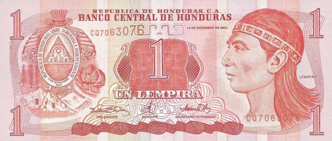 Front of Honduras p84a: 1 Lempira from 2000