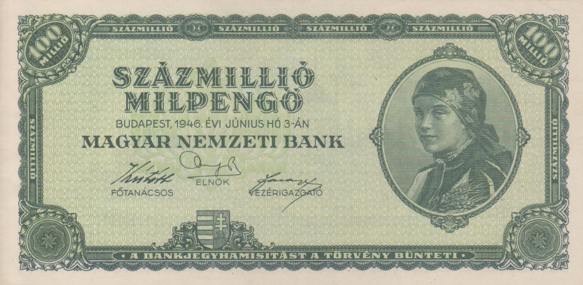 Front of Hungary p130: 100000000 Milpengo from 1946