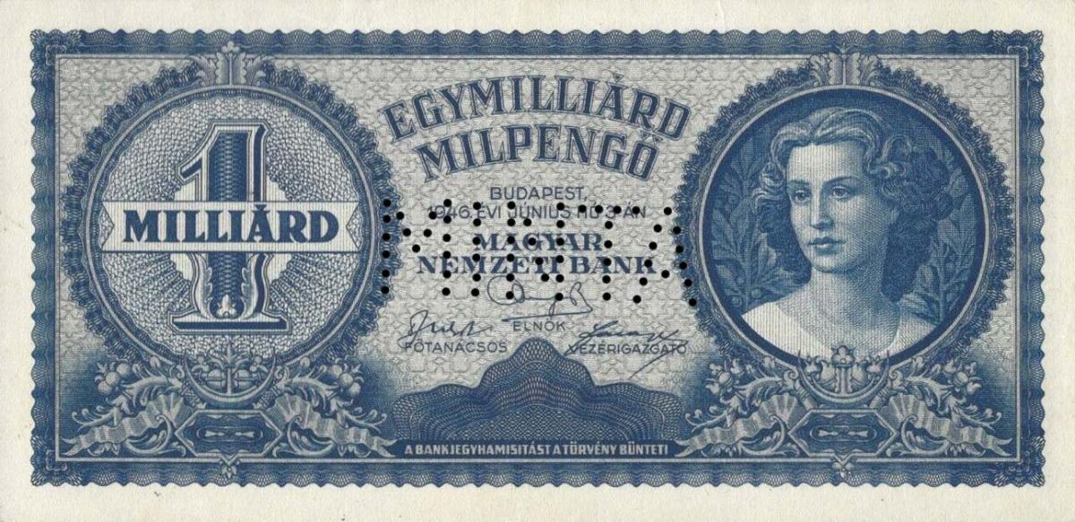 Front of Hungary p131s: 1000000000 Milpengo from 1946