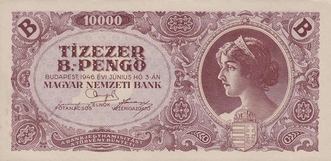 Front of Hungary p132: 10000 BPengo from 1946