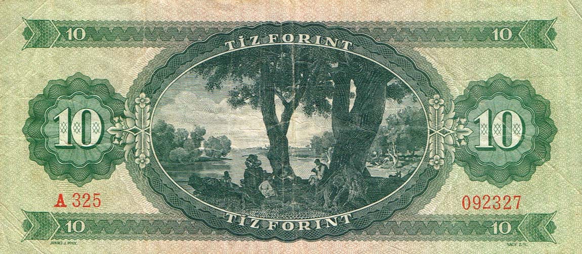 Back of Hungary p168d: 10 Forint from 1969