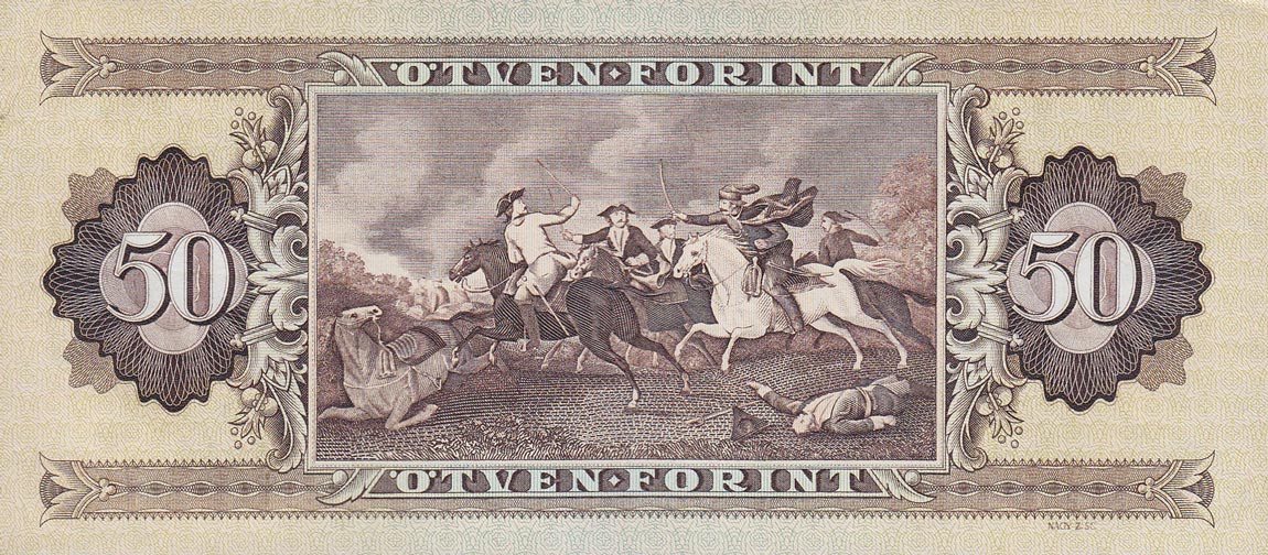Back of Hungary p170g: 50 Forint from 1986
