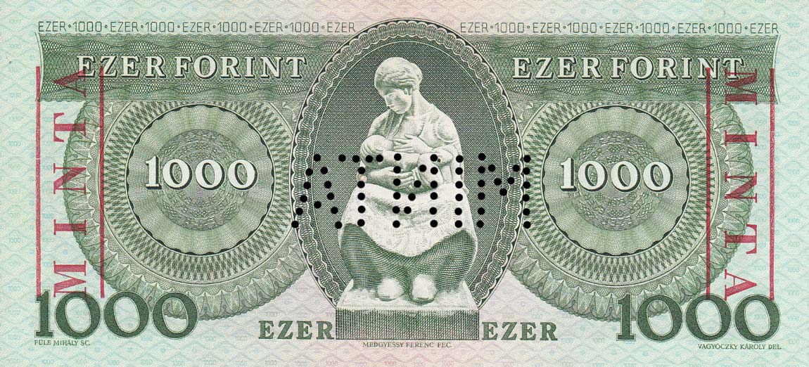 Back of Hungary p173s: 1000 Forint from 1983