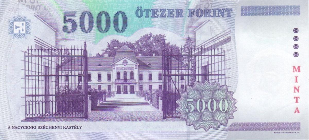 Back of Hungary p182s: 5000 Forint from 1999