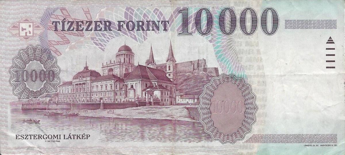 Back of Hungary p183b: 10000 Forint from 1998