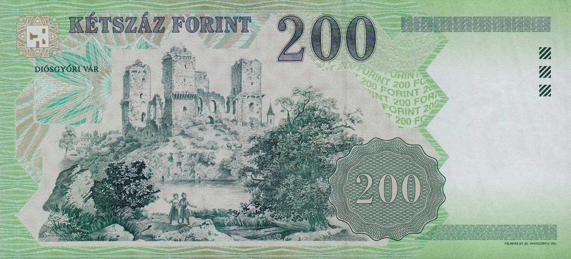 Back of Hungary p187c: 200 Forint from 2003