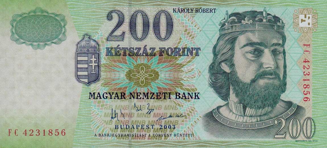 Front of Hungary p187c: 200 Forint from 2003