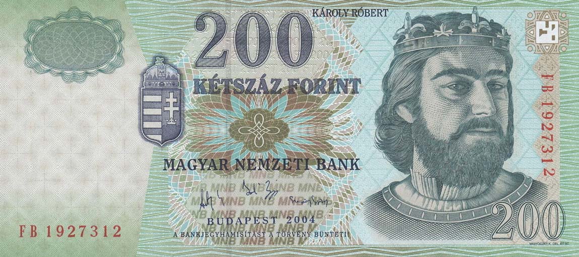 Front of Hungary p187d: 200 Forint from 2004
