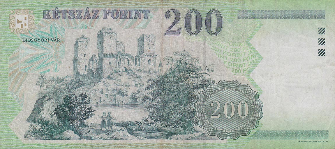 Back of Hungary p187g: 200 Forint from 2007