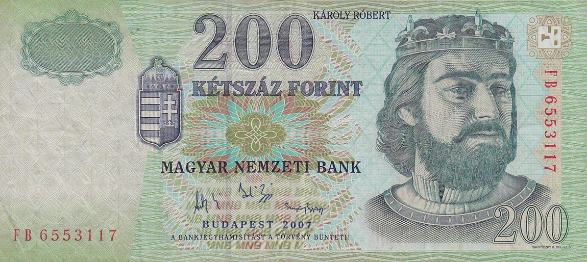 Front of Hungary p187g: 200 Forint from 2007