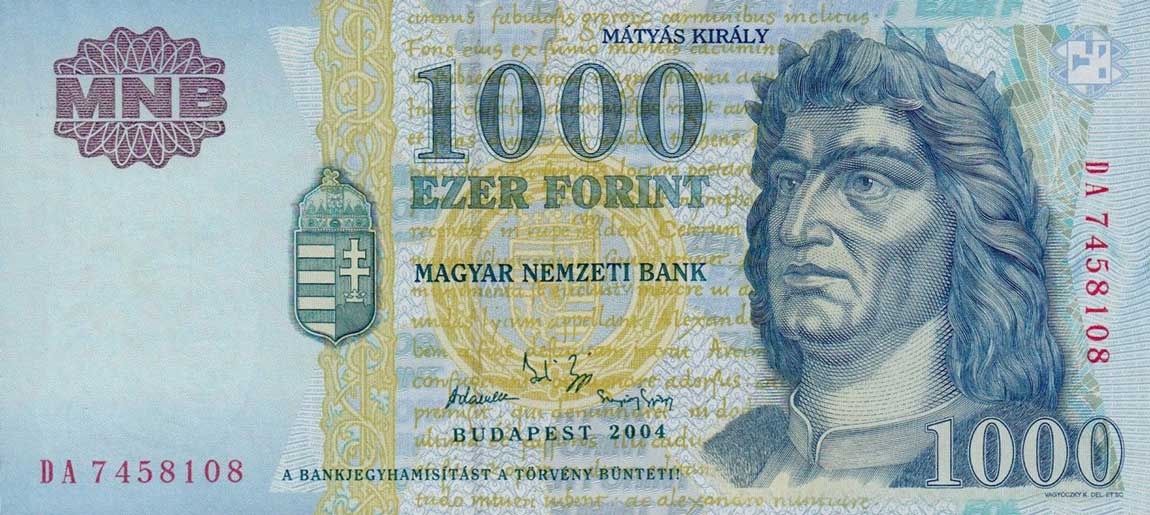 Front of Hungary p189c: 1000 Forint from 2004