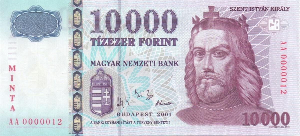 Front of Hungary p192s: 10000 Forint from 2001