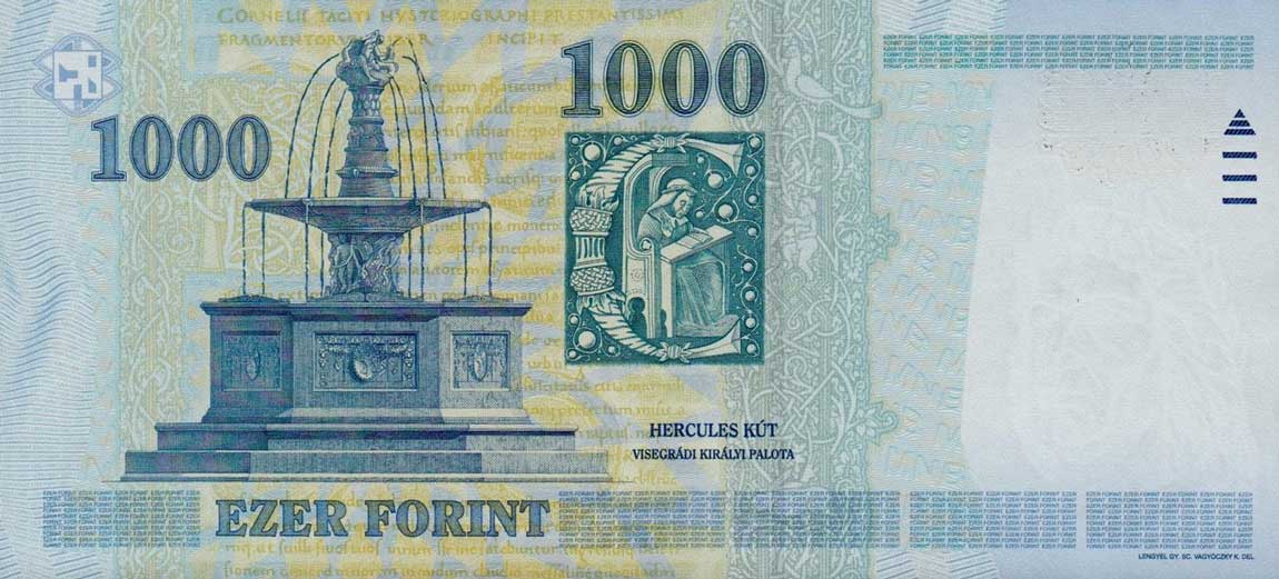 Back of Hungary p195c: 1000 Forint from 2007