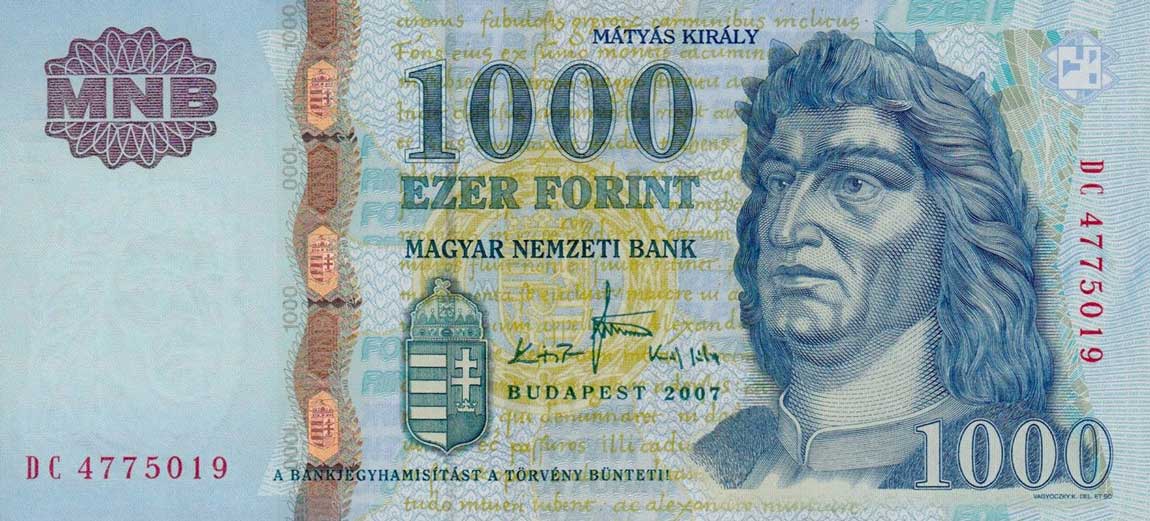 Front of Hungary p195c: 1000 Forint from 2007
