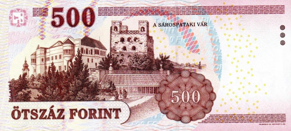 Back of Hungary p196e: 500 Forint from 2013