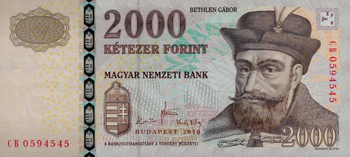 Front of Hungary p198c: 2000 Forint from 2010