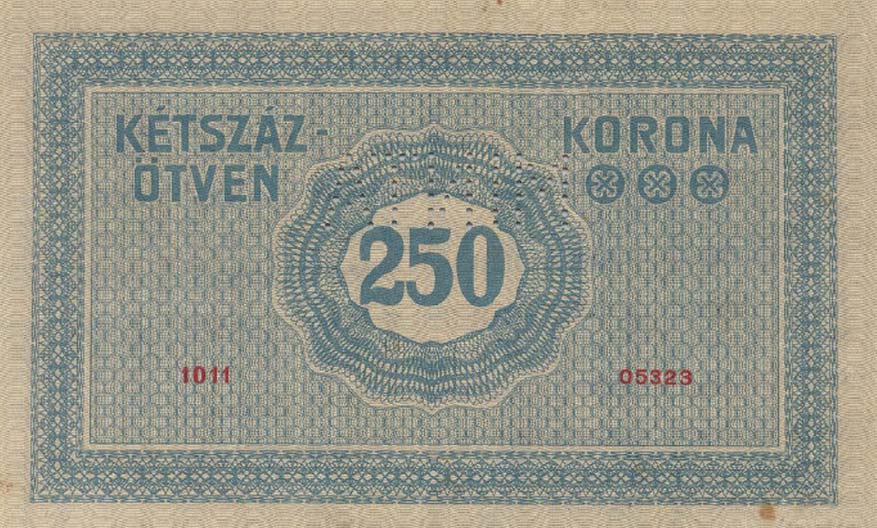 Back of Hungary p1: 250 Korona from 1914