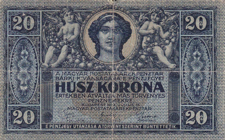 Front of Hungary p38a: 20 Korona from 1919