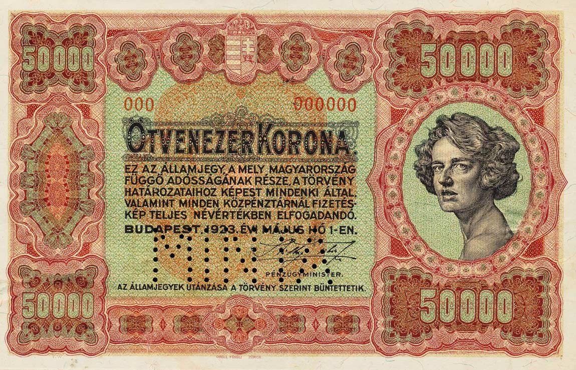 Front of Hungary p70s: 50000 Korona from 1922