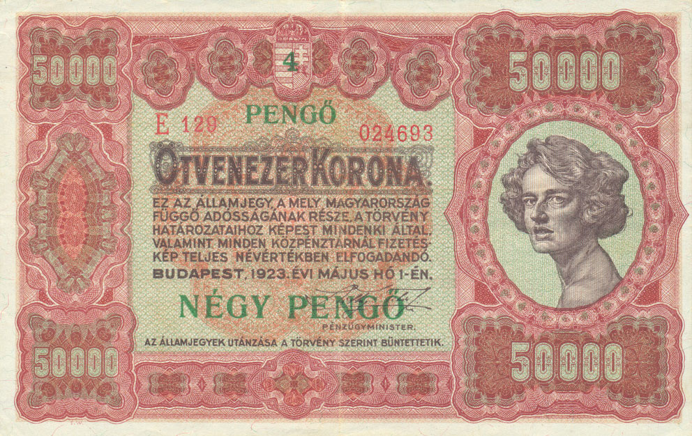 Front of Hungary p85b: 4 Pengo from 1925