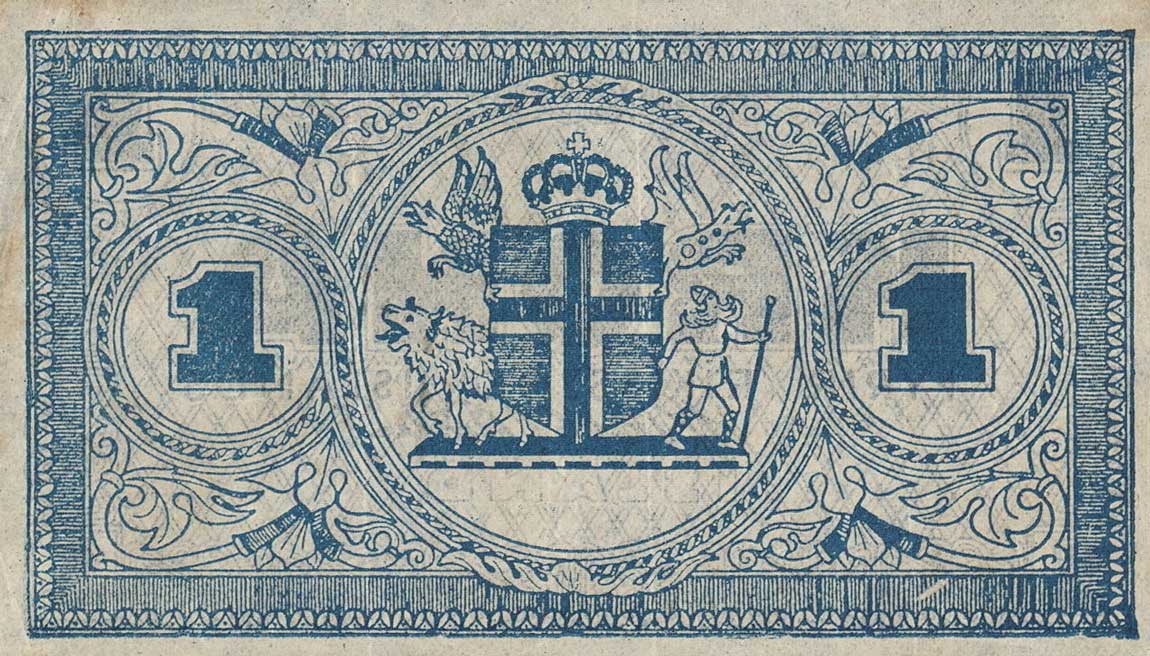 Back of Iceland p22a: 1 Kronur from 1941