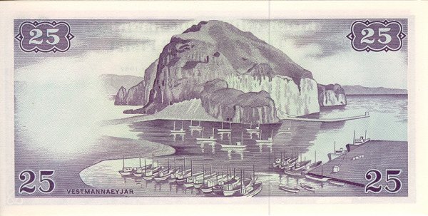 Back of Iceland p39a: 25 Kronur from 1957